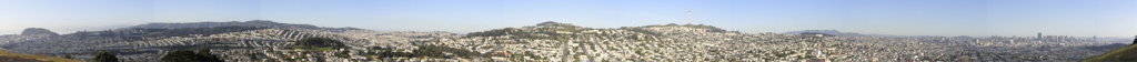 A panoramic view of San Francisco's hills, taken from the top of Bernal Hill A panoramic view of San Francisco's hills, taken from the top of Bernal Hill